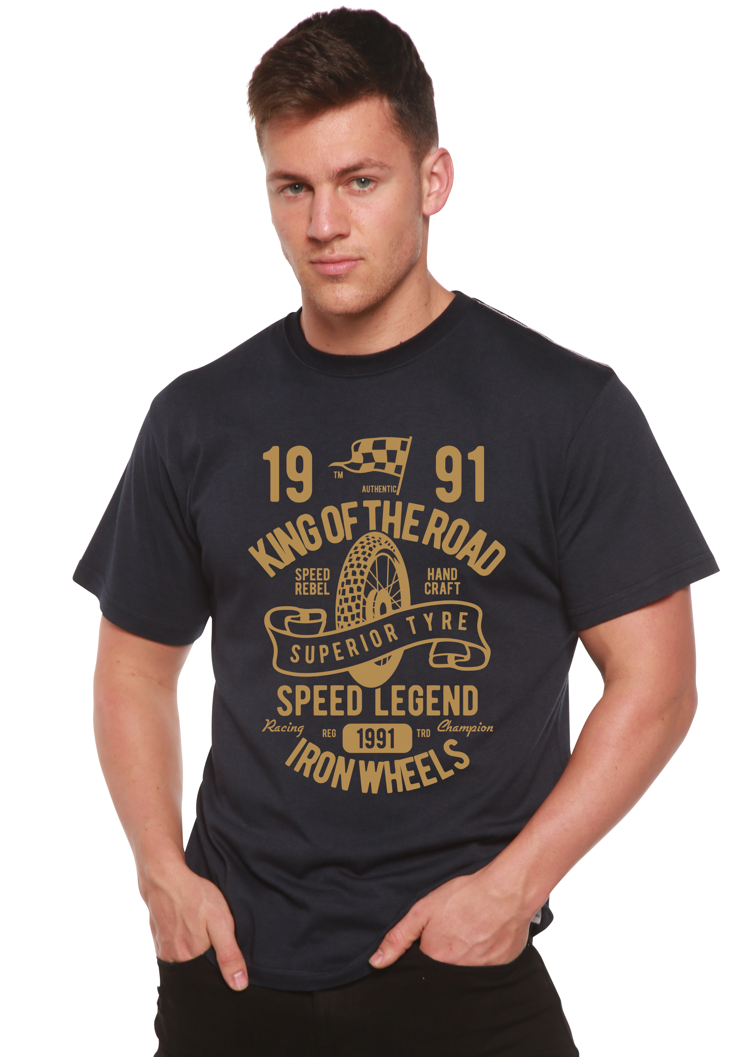 T-shirt à manches courtes et motif en bambou et coton bio Superior Type Spun Bamboo® pour homme