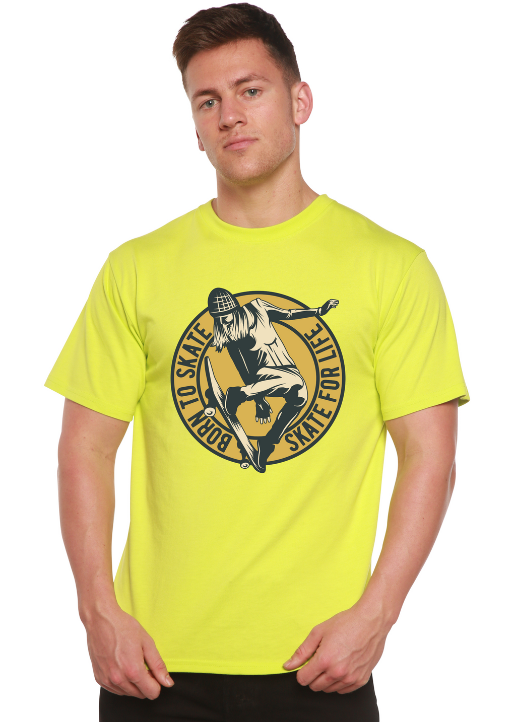 T-shirt à manches courtes en viscose de bambou et coton biologique avec motif « Skate For Life » pour homme