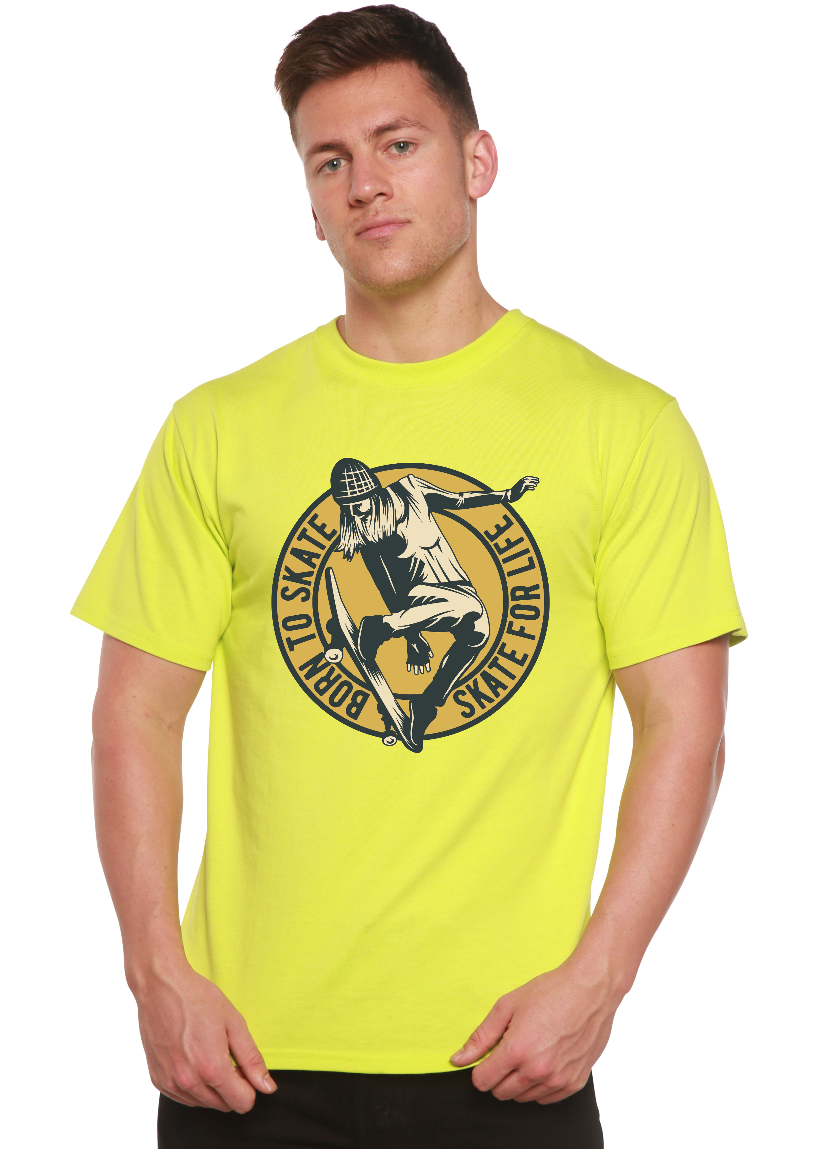 T-shirt à manches courtes en viscose de bambou et coton biologique avec motif « Skate For Life » pour homme