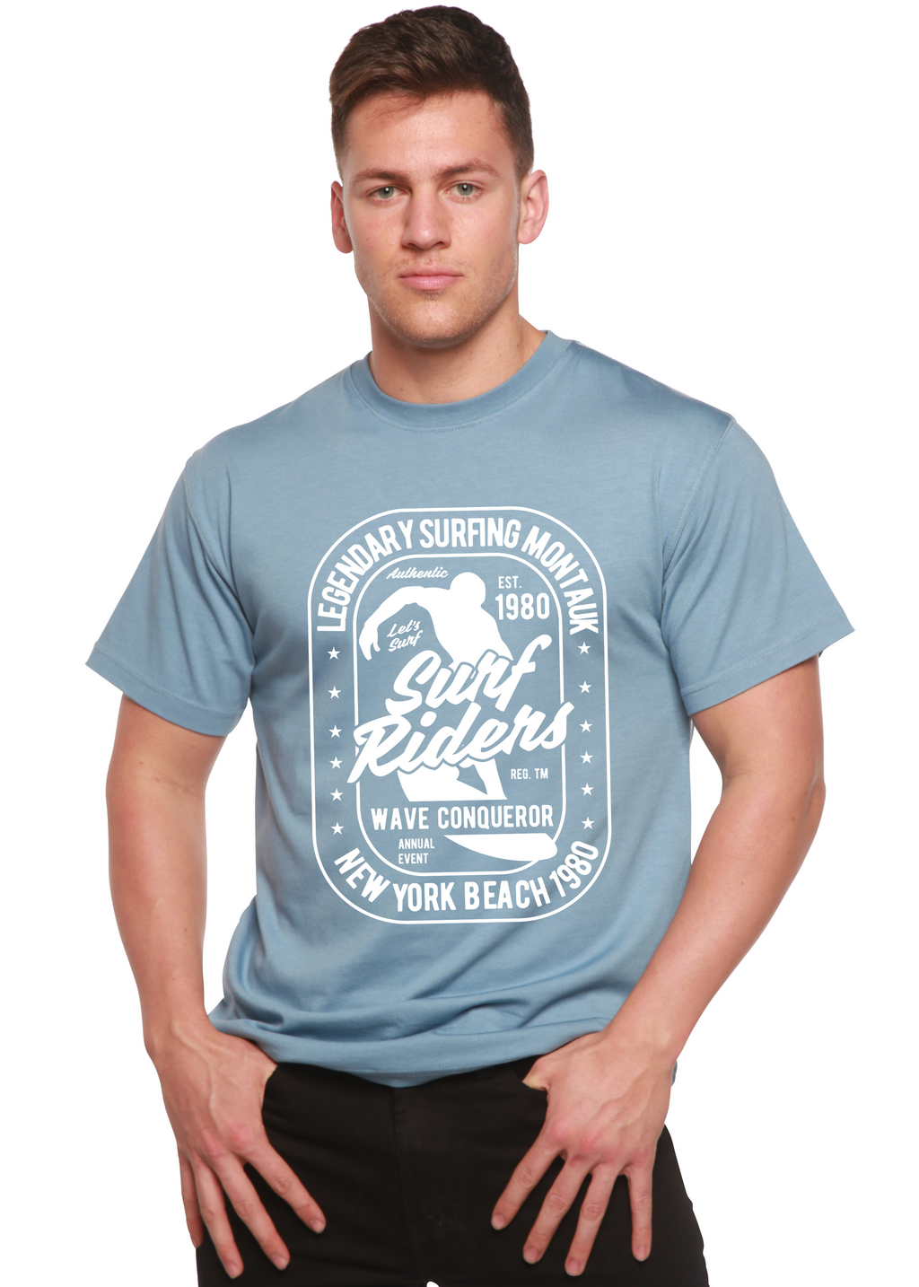 T-shirt à manches courtes et motif en bambou viscose et coton biologique pour homme Surf Rider Spun Bamboo®