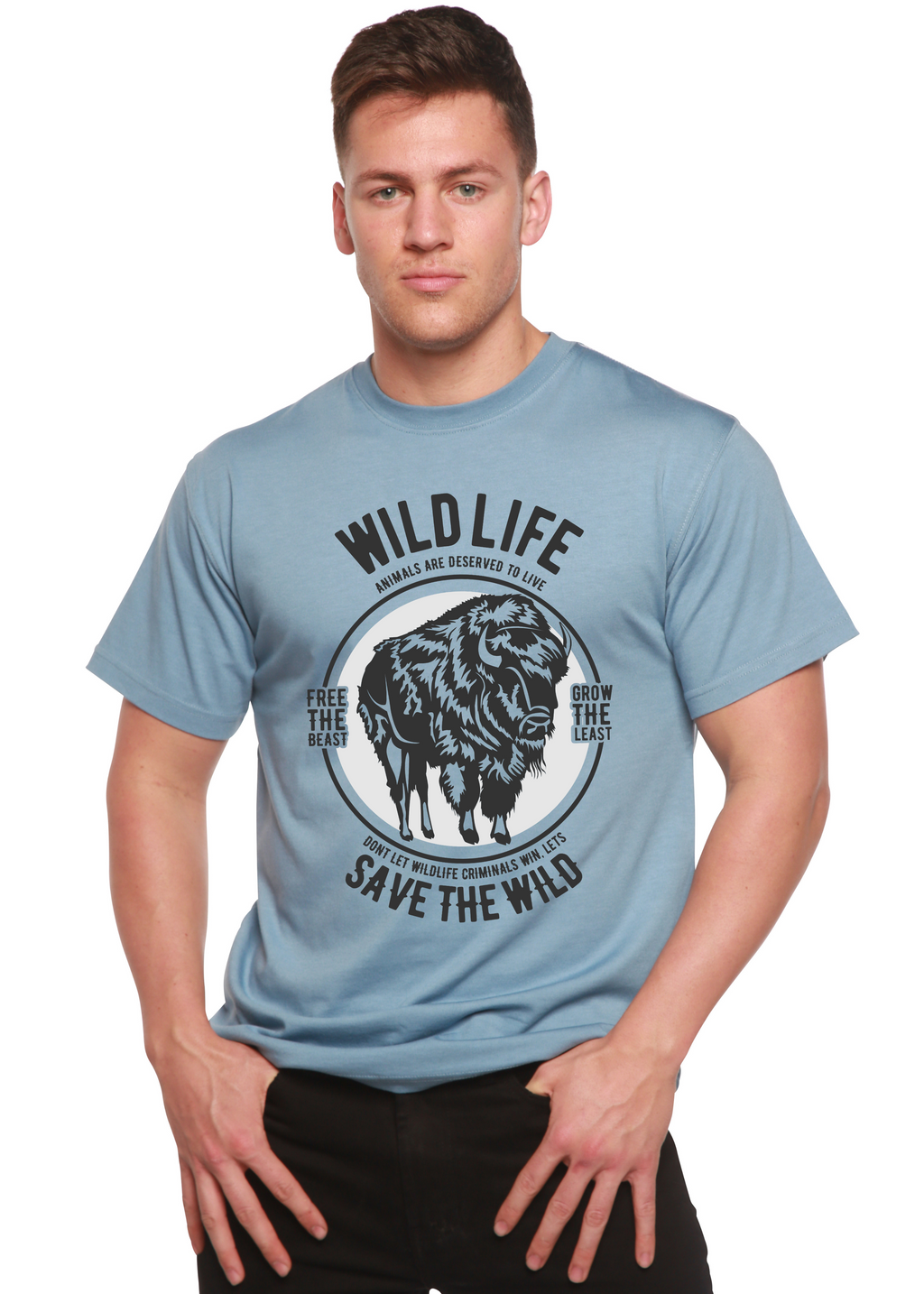 T-shirt à manches courtes à motif en viscose de bambou/coton biologique Wild Life Spun Bamboo® pour homme