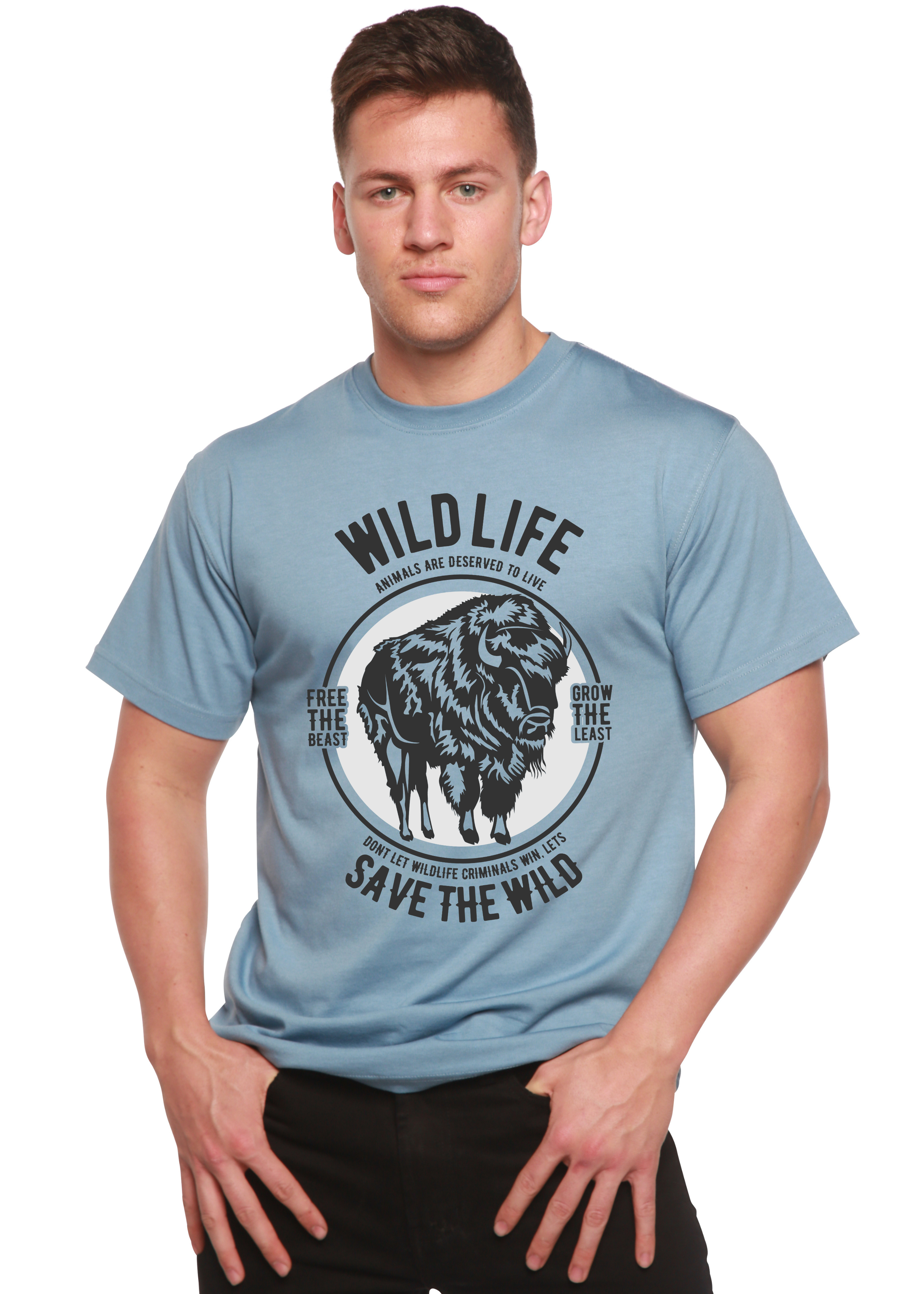 T-shirt à manches courtes à motif en viscose de bambou/coton biologique Wild Life Spun Bamboo® pour homme