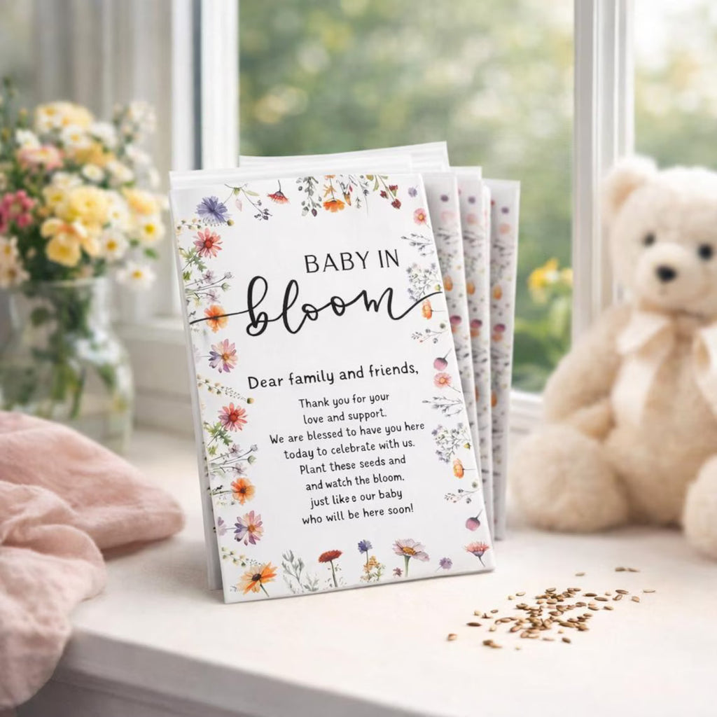 Faveurs de graines Bébé en fleur, lot de 25, cadeaux de baby shower avec fleurs sauvages