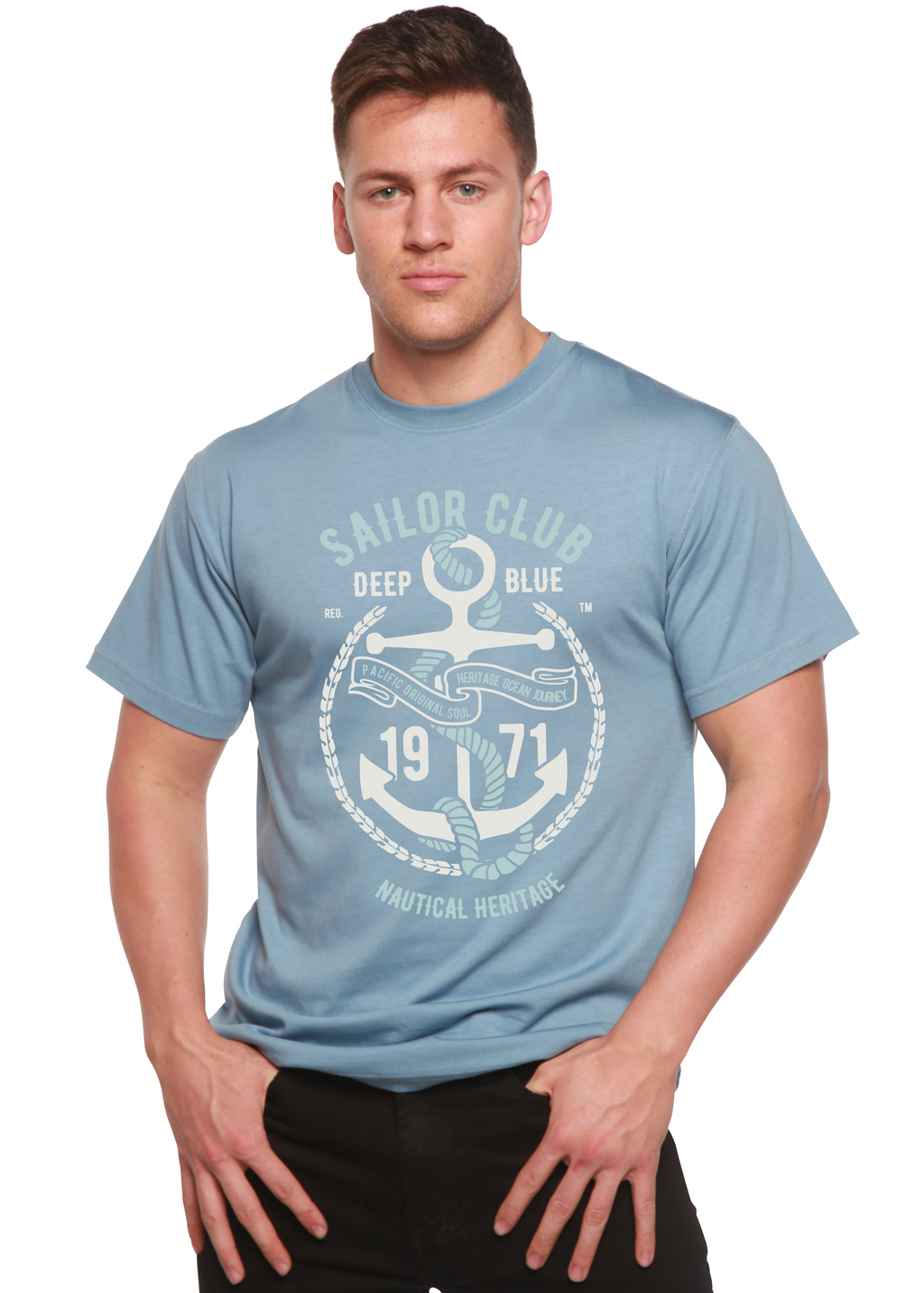 T-shirt graphique à manches courtes en viscose de bambou/coton bio Spun Bamboo® Sailor Club pour homme