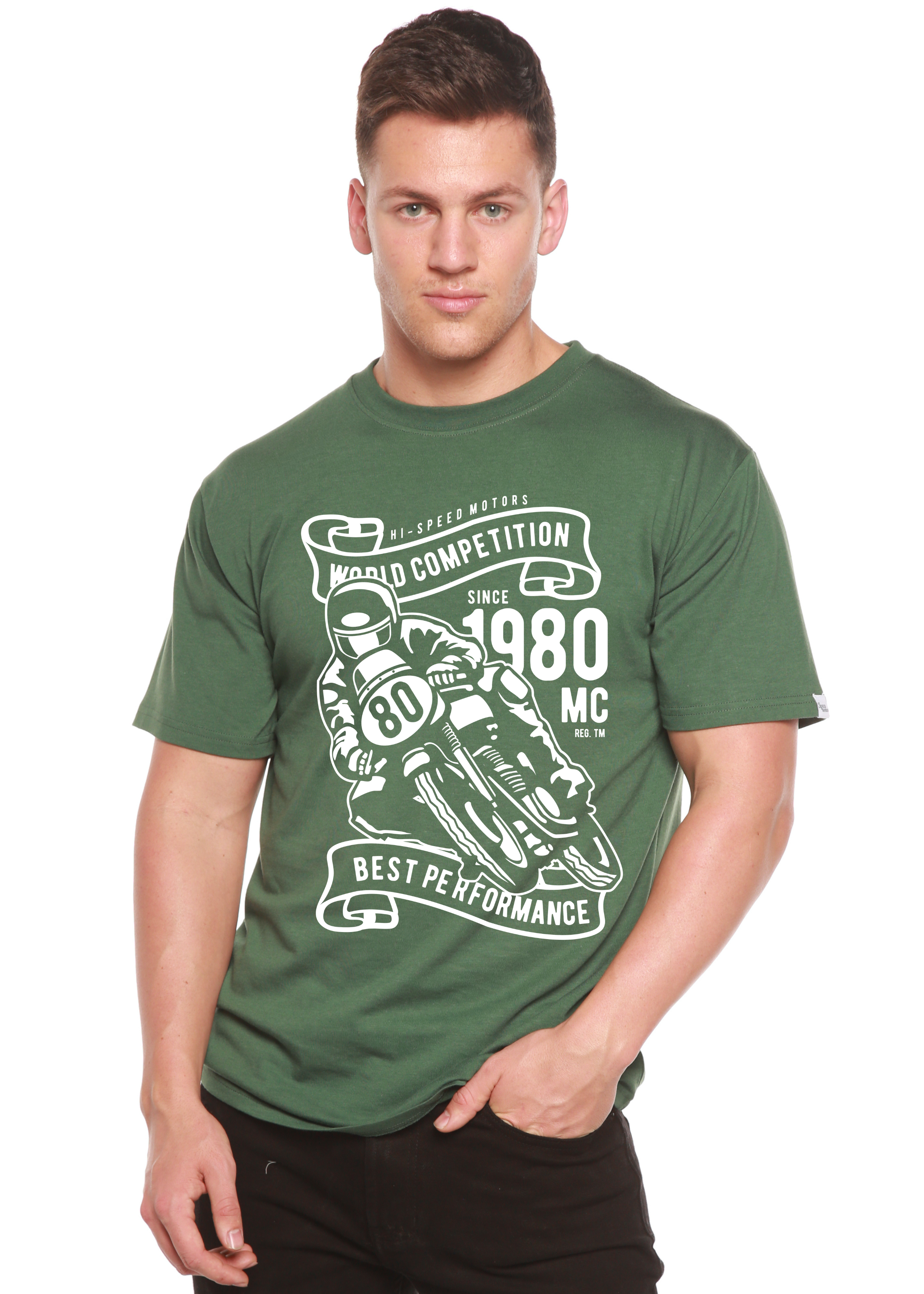 T-shirt graphique à manches courtes en bambou viscose/coton biologique pour homme - Compétition mondiale