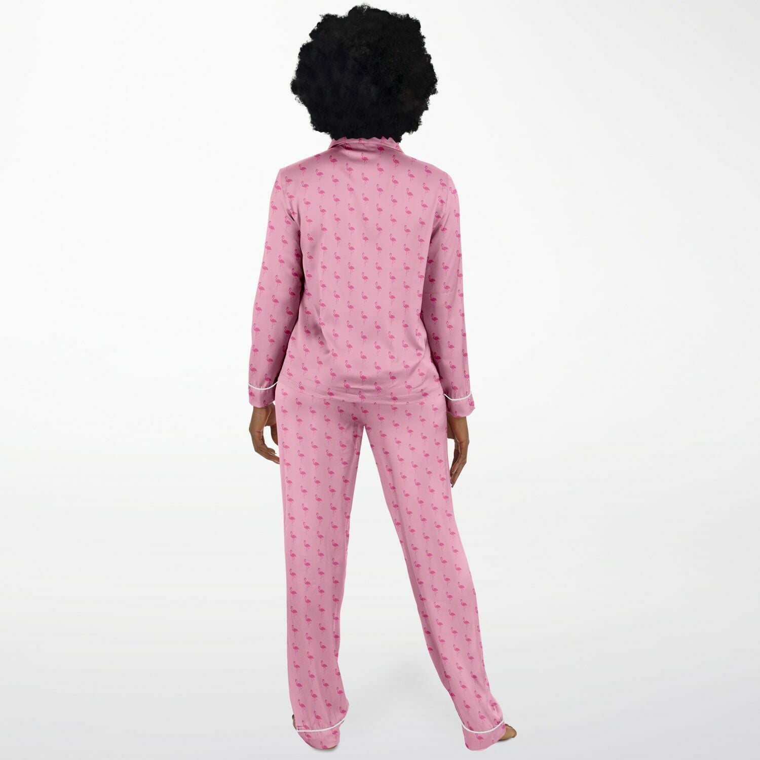 Pyjama en satin simple flamant rose