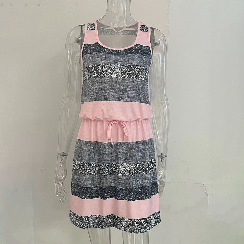 Robe portefeuille courte color block et rayée pour femme
