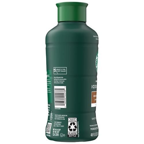 Café glacé torréfié moyen Starbucks, noir non sucré, bouteille de 1,42 L