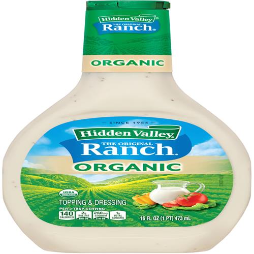 Hidden Valley Ranch Original Bio, Vinaigrette et Sauce Salade, Sans Gluten - Bouteille de 473 ml (L'emballage peut varier)