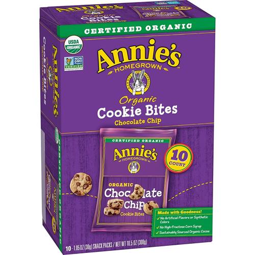 Annies Organic Cookie Bites aux pépites de chocolat, 10 sachets, 297 g