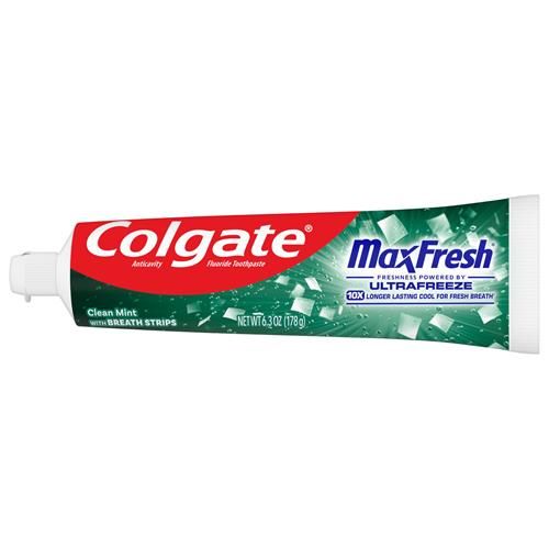 Colgate Max Fresh Dentifrice Blancheur avec Mini Languettes Fraîcheur, Dentifrice Menthe Propre pour Mauvaise Haleine, Tube de 178 g