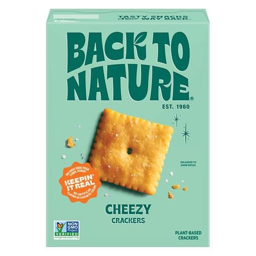 Biscuits salés Back To Nature saveur fromage - Sans OGM, à base de farine de blé, végétaliens, délicieuses collations, Cheezy Square, 140g