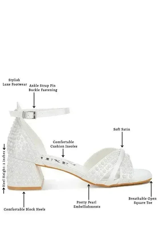 Sandales de mariée Pearl - Chaussures en satin à petit talon - Confort pour les fêtes de mariage