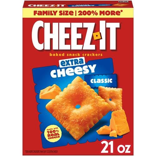 Cheez-It Craquelins au fromage, Craquelins de collation cuits au four, Collations pour le déjeuner, Format familial, Extra Fromagé, Boîte de 600 g (1 boîte)