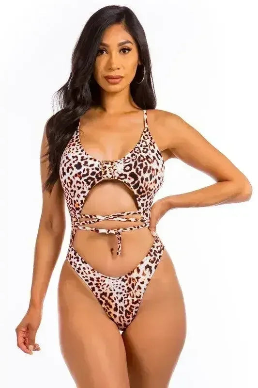 Maillot de bain une pièce avec boucles et liens
