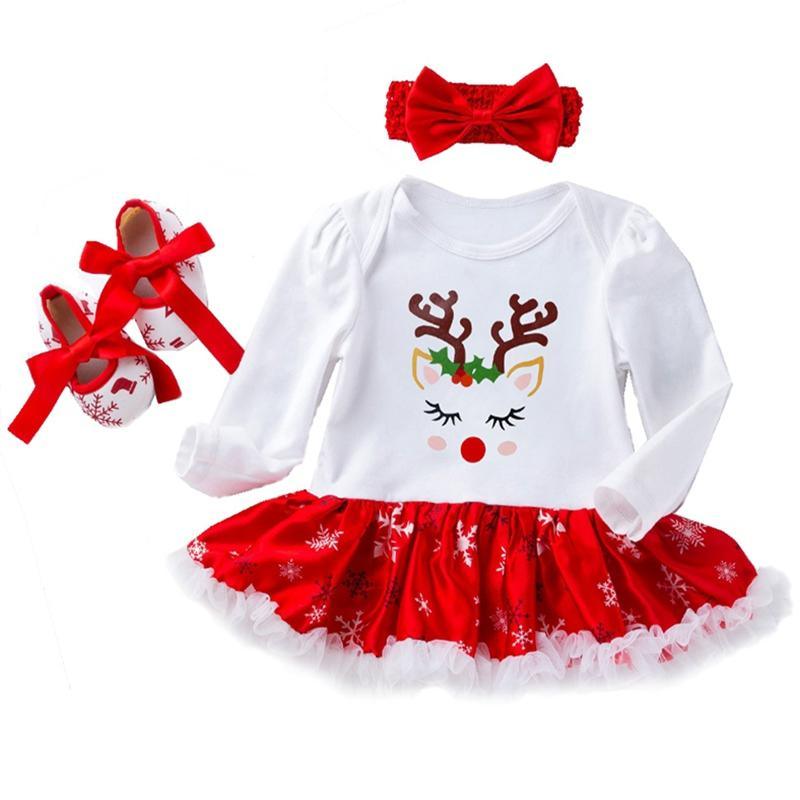 Adorables Déguisements de Noël Cerf pour Enfants Ensemble Vêtements Bébé Fille Manches Longues Design Unique Parfait pour les Enfants