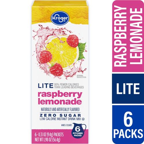 Kroger Lite Limonade Framboise Zéro Sucre en Poudre Sachets pour Boisson Instantanée 6 sachets / 9,3 g