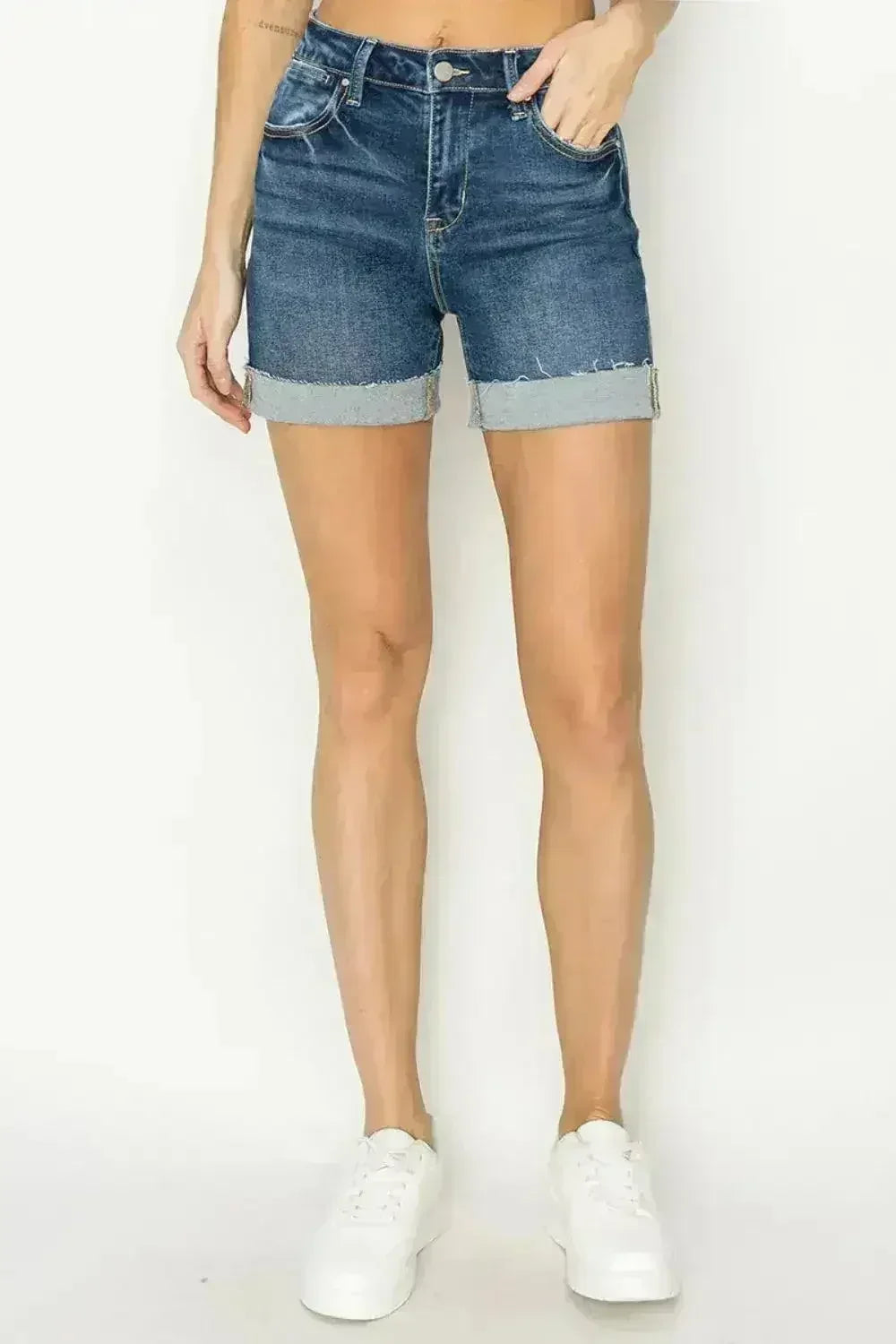 Shorts en jean RISEN taille haute à revers