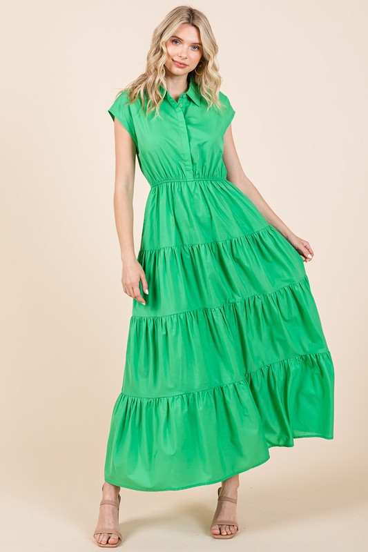 Nouvelle Robe Chemise Longue Évasée à Col Boutonné pour Femme – Fluide, Élégante, Tendance et Polyvalente pour Toute Occasion