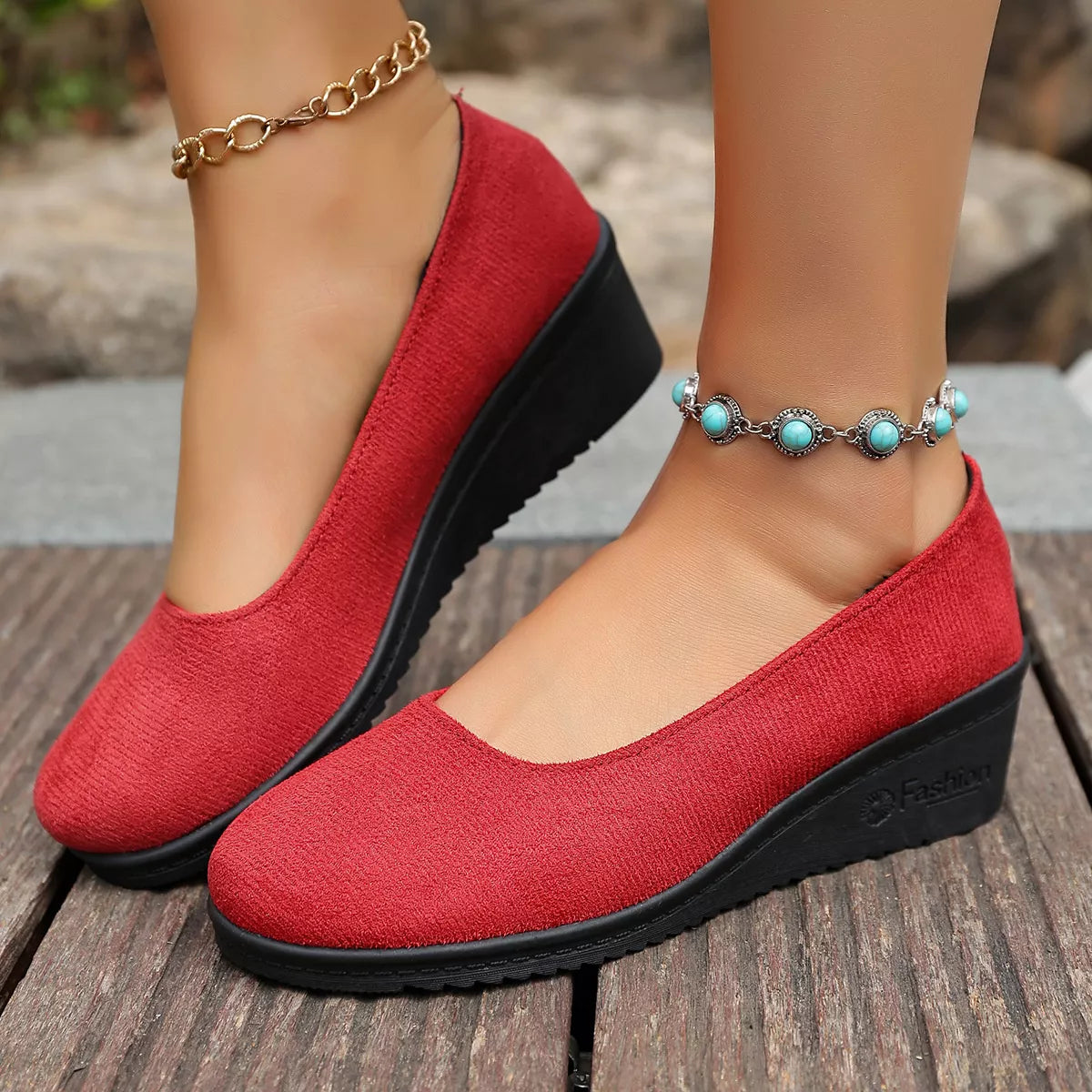 Mocassins compensés à enfiler