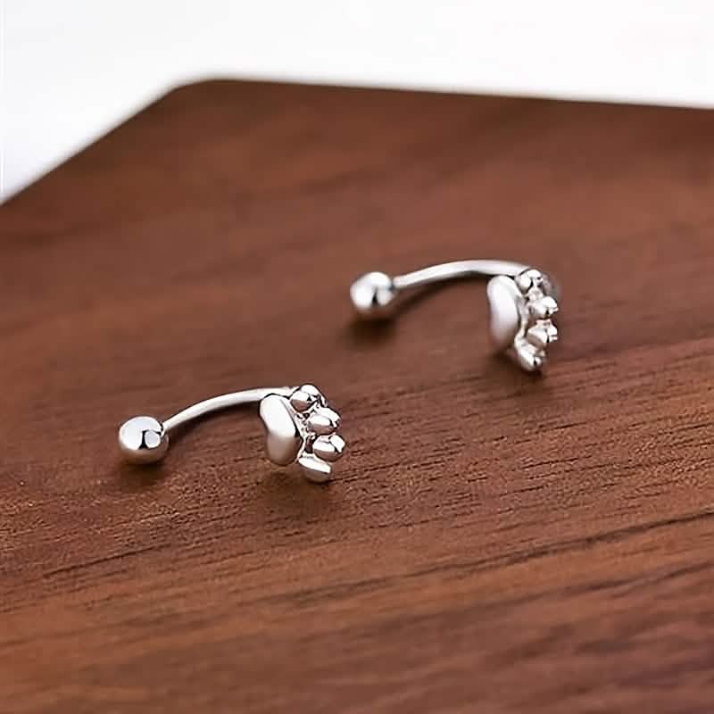 Boucles d'oreilles en argent sterling Patte de chat – Clous à vis, élégantes et simples