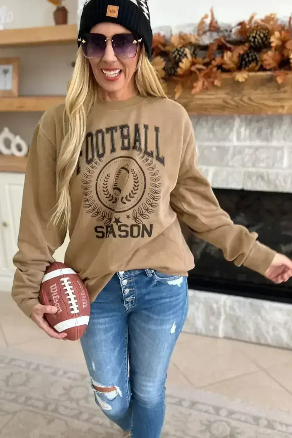 Sweat-shirt graphique Kaki "Jour de match Rugby" SAISON DE FOOTBALL