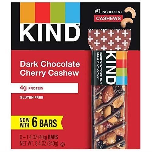 Kind, barre chocolat noir, cerise et noix de cajou, 6 barres, 238 g