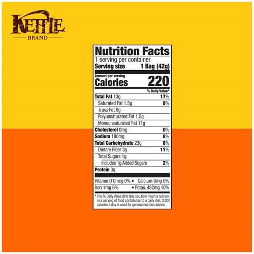 Kettle Brand Croustilles, Croustilles cuites à la marmite saveur barbecue, Sac de collation, 42 g