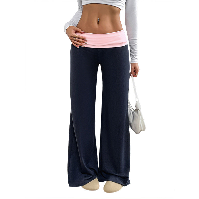 Pantalon patchwork large pour femme