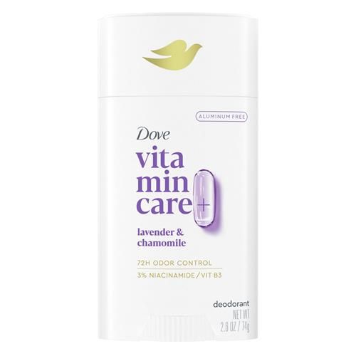 Dove Vitamincare+ Déodorant en stick sans aluminium pour 72 h de protection contre les odeurs Lavande et Camomille Déodorant respirant pour femmes 73 g