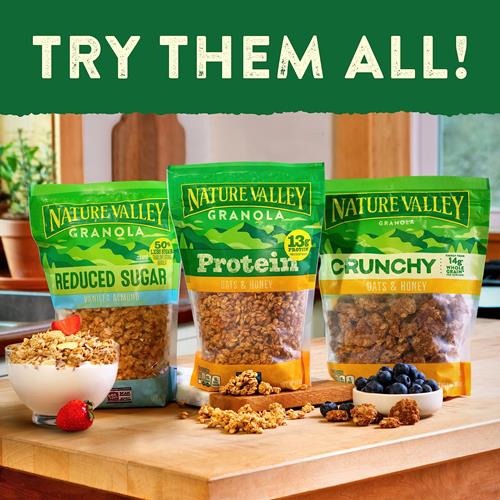 Nature Valley Protein Granola, Oats And Honey Granola, Resealable Snack Pouch, 11 Oz