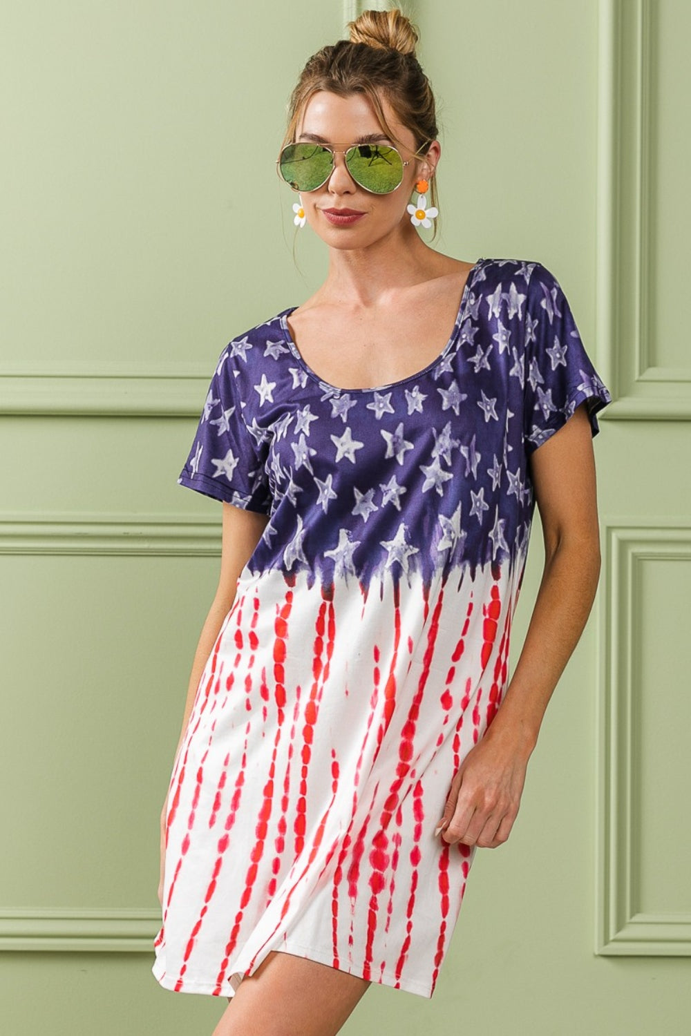 Robe T-shirt Thème Drapeau Américain – Robe T-shirt Drapeau Patriotique, Robe Fierté Américaine, Robe Drapeau d'Été, Robe Drapeau Décontractée, Robe T-shirt Stylée, Robe du Quatre Juillet, Robe Imprimé Drapeau