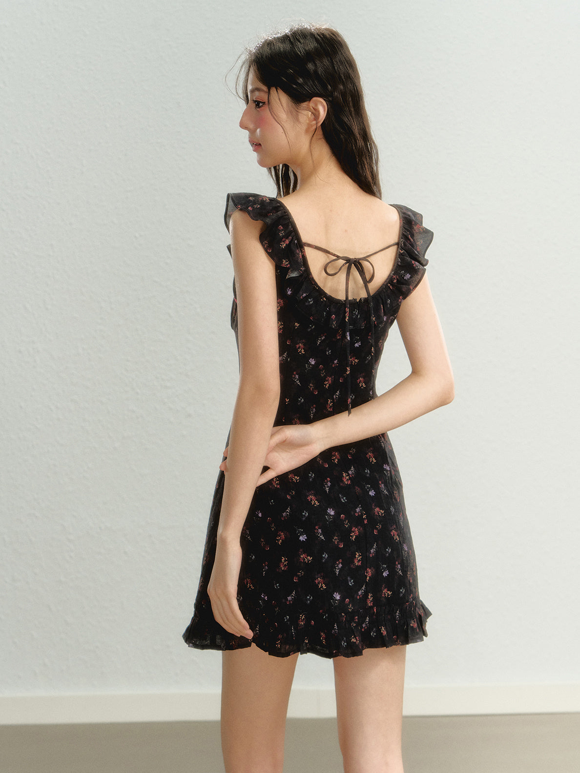 Jupe à bretelles sans manches à motifs floraux pour femme