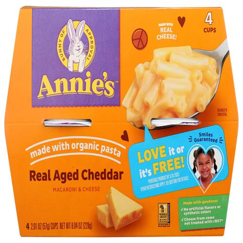 Annie's Homegrown, Macaroni au Fromage Cheddar Vieilli Véritable, Paquet de 4, 227 g