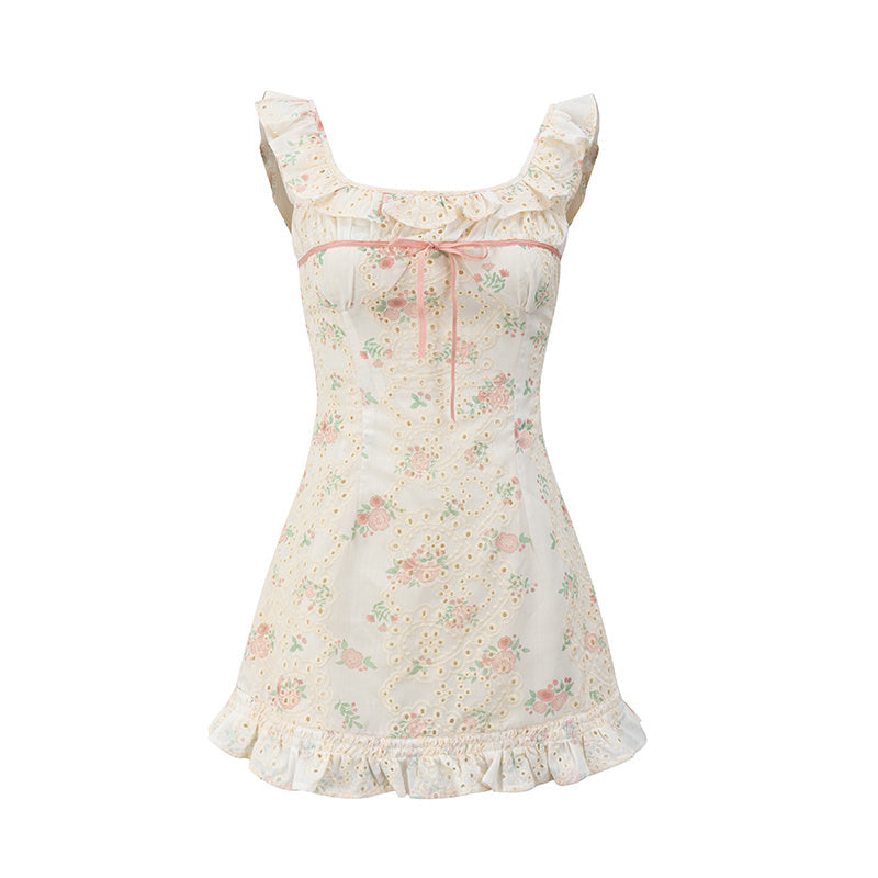 Jupe à bretelles sans manches à motifs floraux pour femme