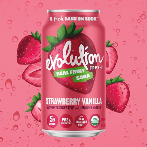 Boisson gazeuse biologique fraise vanille Evolution Fresh, 355 ml