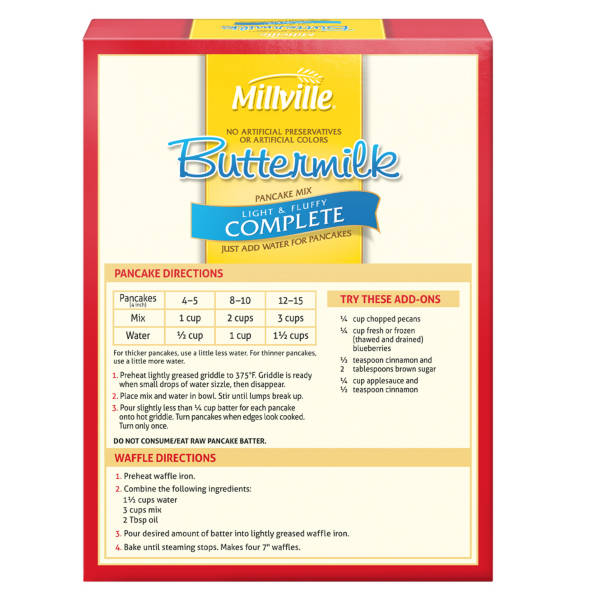 Préparation complète pour crêpes et gaufres au babeurre Millville, 907 g