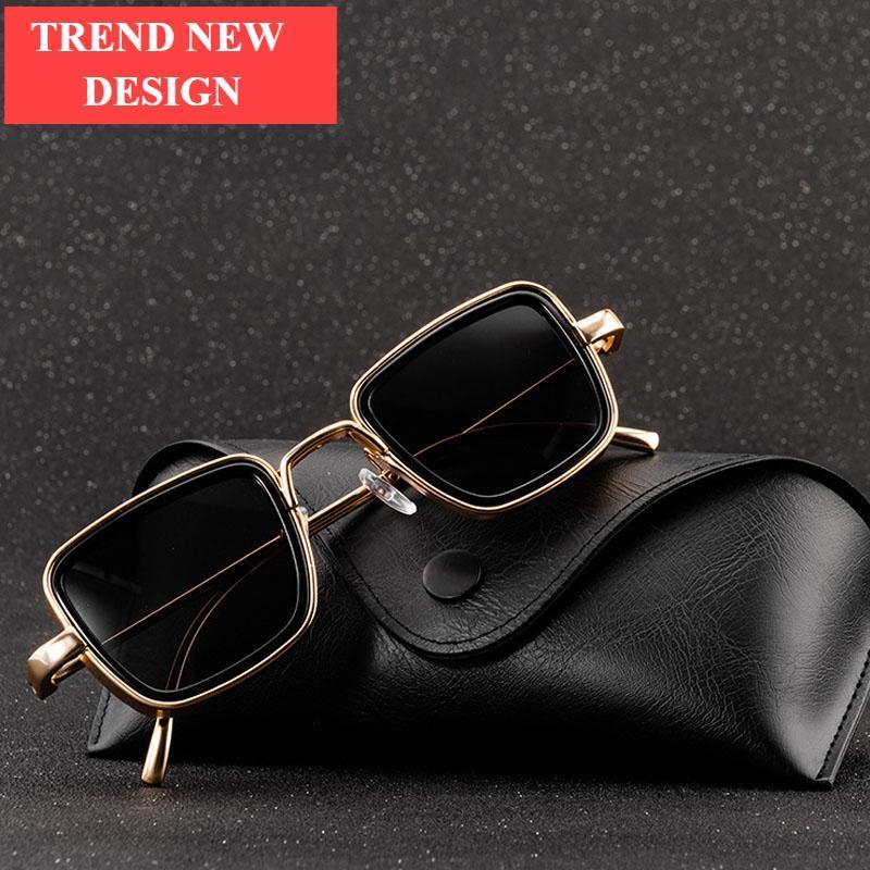 Lunettes de soleil tendance vintage Steampunk pour hommes, monture en métal de forme carrée, lunettes de soleil de marque élégantes et luxueuses au design rétro pour hommes