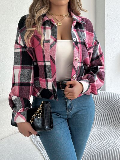 Veste à carreaux boutonnée à manches longues pour femme, confortable, tendance et décontractée, veste simple