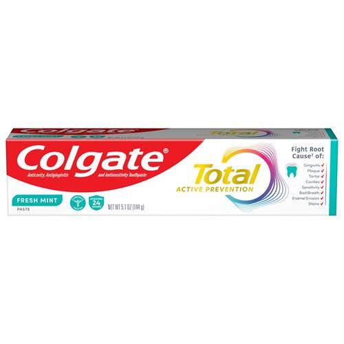 Dentifrice Colgate Total Bande Menthe Fraîche, Dentifrice Gel Menthe, Tube de 145 g