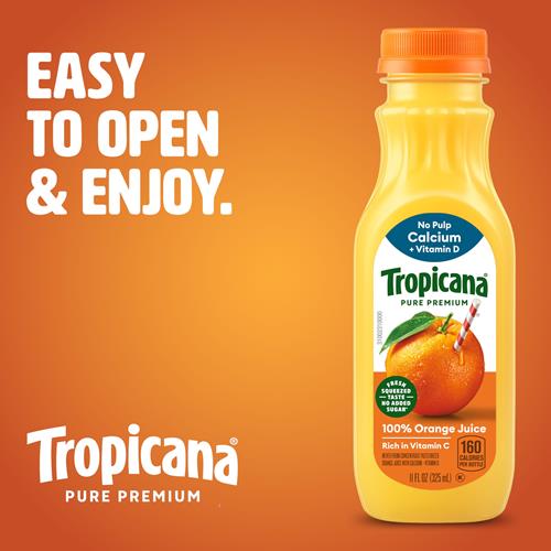 Jus d'orange Tropicana Pure Premium 100 % Original, calcium + vitamine D, bouteille de 325 ml