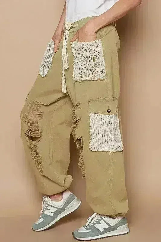 POL Jean délavé vieilli avec patch au crochet