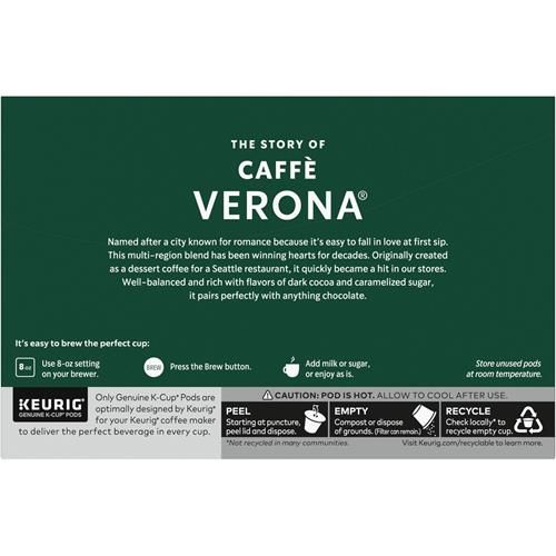 Dosettes de café Starbucks K-Cup, Café torréfié foncé, Caffè Verona, 100 % Arabica, 1 boîte (10 dosettes)