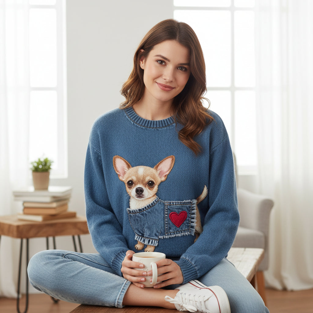 Pull Femme Col Rond Imprimé Numérique 3D – Décontracté Tendance