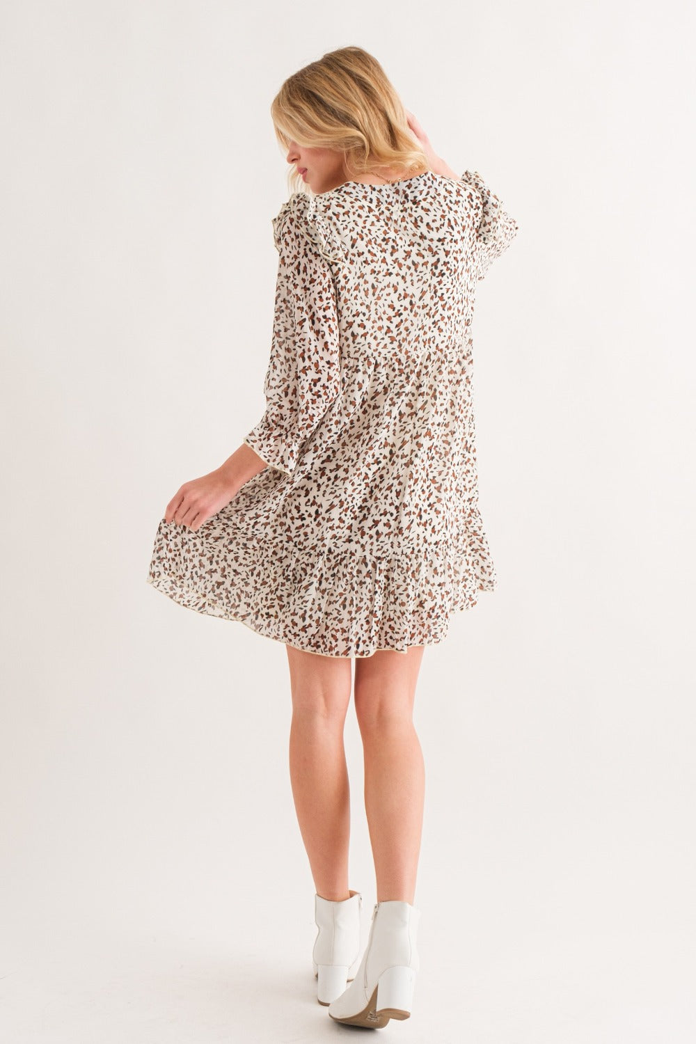 Robe mini tissée à volants léopard pour femmes – Robe imprimé léopard, Robe flatteuse à volants, Robe mini espiègle, Robe imprimé animal, Robe léopard chic