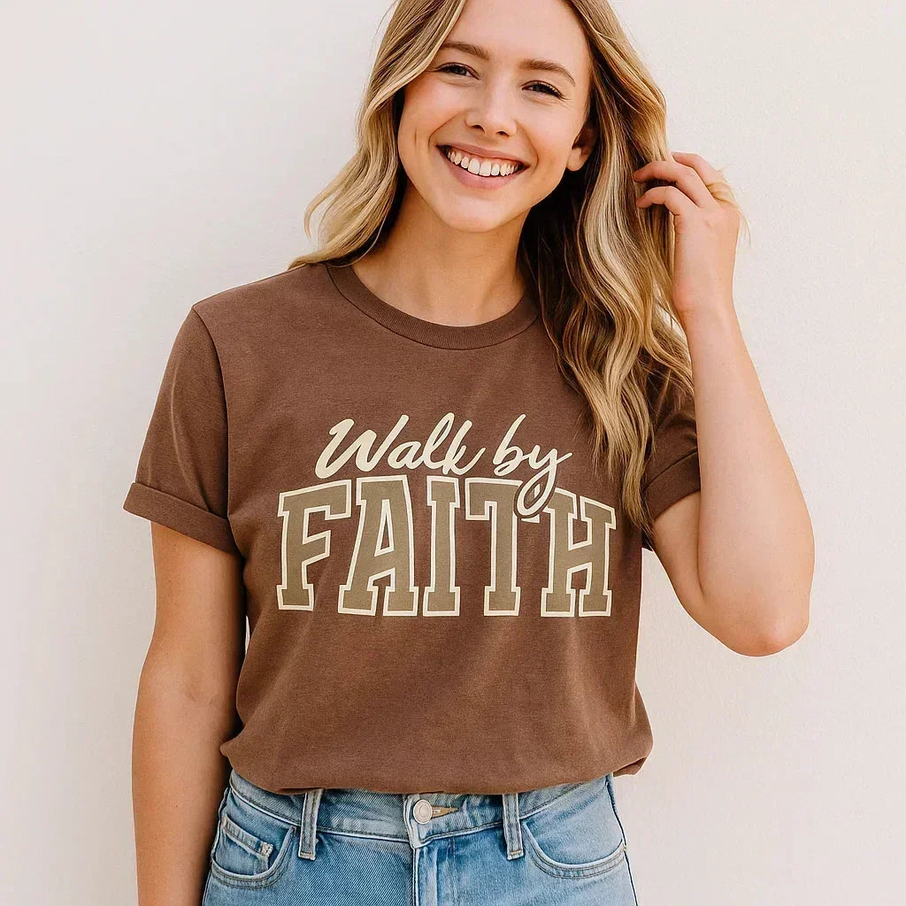T-shirt Marche par la foi, T-shirt inspirant, Motivationnel