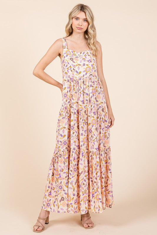Nouvelle robe longue fluide sans manches à imprimé floral d'été – Robe florale élégante et flatteuse avec taille empire