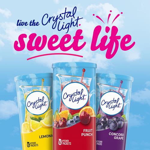 Crystal Light Boisson Préparée en Poudre, Punch aux Fruits sans Sucre, Faible en Calories, Paquet de 6 Sachets pour Pichet