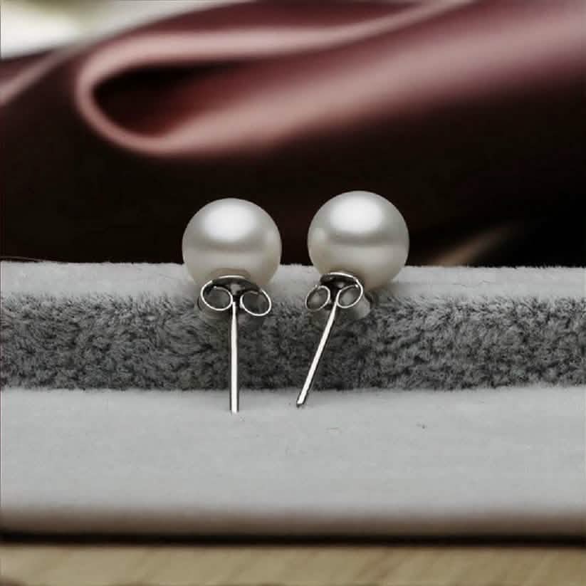 Boucles d'oreilles clous en argent sterling 925 avec perle de 6 mm