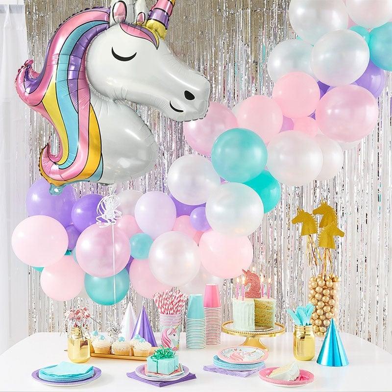 6 ballons licorne arc-en-ciel et ballons chiffre en aluminium de 32 pouces pour décorations de fête d'anniversaire thème licorne pour enfants, fête de bébé, fête de fille